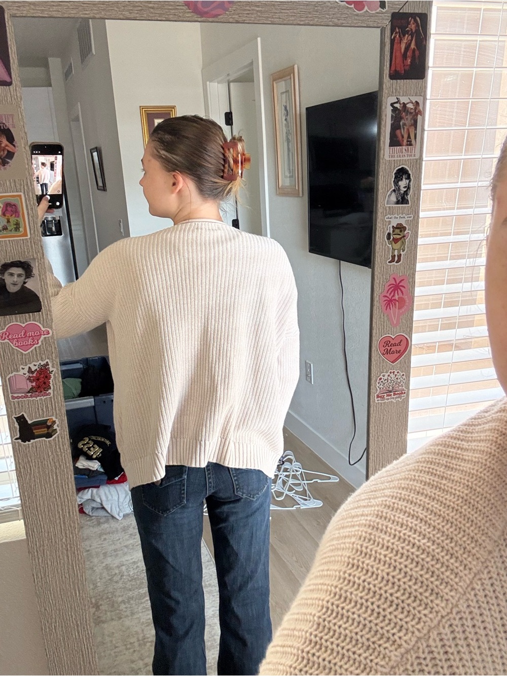 Universal Thread Cream Ribbed Open-Front Cardigan - Picture 5 of 7
